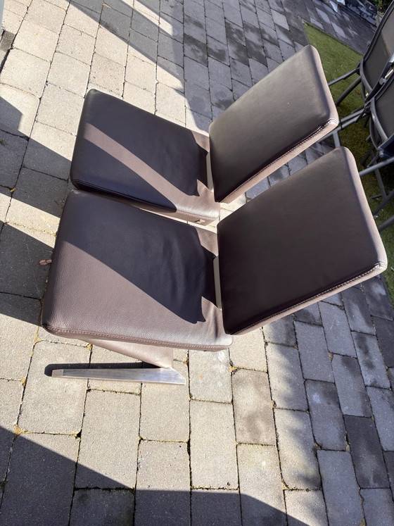Two design dining chairs, Musterring, Leather, Chrome, Brown (photo 8 of 14)