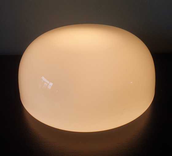 Super sleek Vintage opaline glass wall/ceiling lamp, Half moon,, Wall lights, Metal, Transparent (photo 2 of 20)