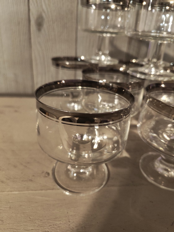 Image 1 of Bicchieri di cristallo tedesco Rosenthal Thomas Porzellan con bordo argentato e stelo corto