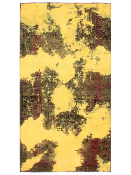 Orientalische Handgeknüpfter Vintage Art Klassik & Relief Design 150 x 82 cm Gelb Farbe