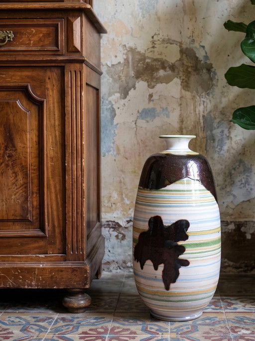 Grand Vase Vintage En Céramique Artisanale À Lustre Iisé XXe-XXIe – vazen, Ceramic (photo 2 of 13)