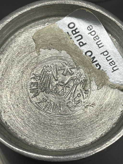 W.R Loftus Ltd Lindon & Rein Zinn - Drinkservies (8) - Halve pint Bierpul - schnapsbekers - klein serveerblad - Verzilverd messi