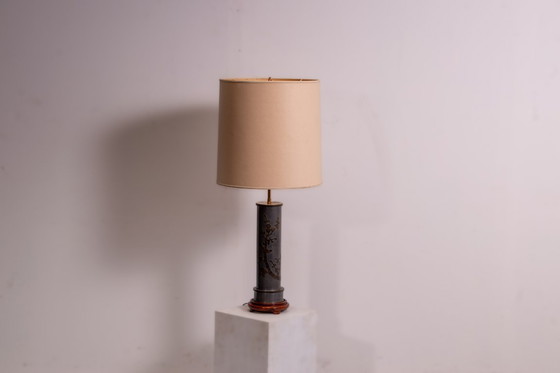 Image 1 of Pewter vase lamp circa 1970