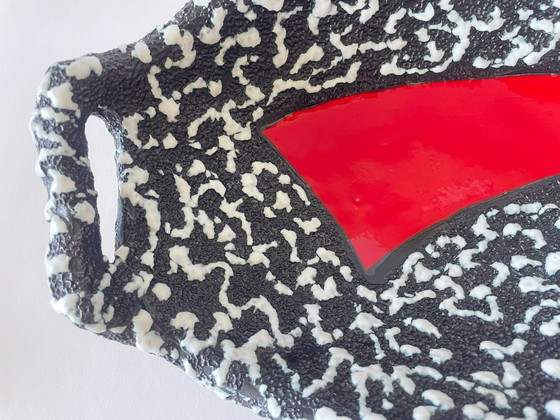 Image 1 of Vintage Vallauris foam ceramic bowl black-white-red