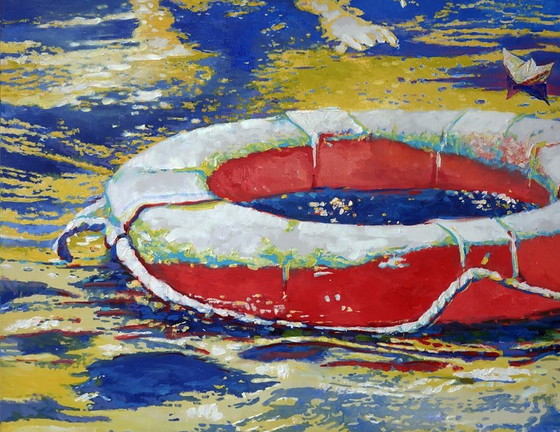 Reddingsboei in de zee – Schilderijen & Tekeningen, Canvas (photo 6 of 7)