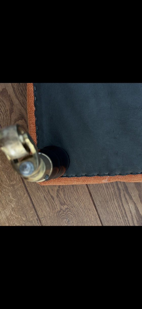 Handmade Orange Quilted Ottoman (DEM Culemborg) With Wheeled Legs – Footstools & poufs, Textile (photo 7 of 9)