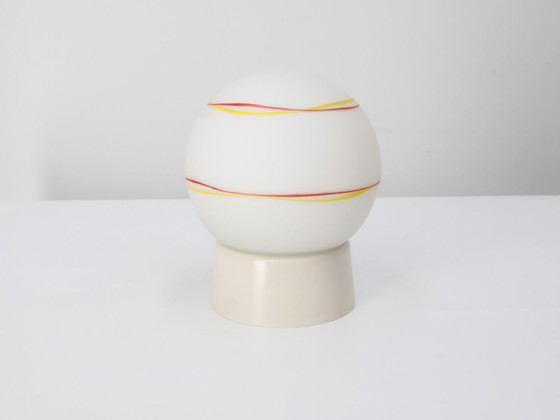 Vintage ceiling light / glass plastic / white yellow red / Niko, Metal (photo 3 of 5)