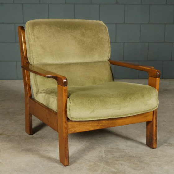 Image 1 of Vintage Deense zithoek/zitgroep – notenhout – jaren 60/70