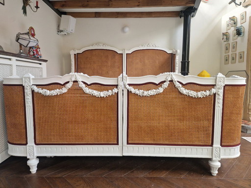 Louis XVI style cane double bed