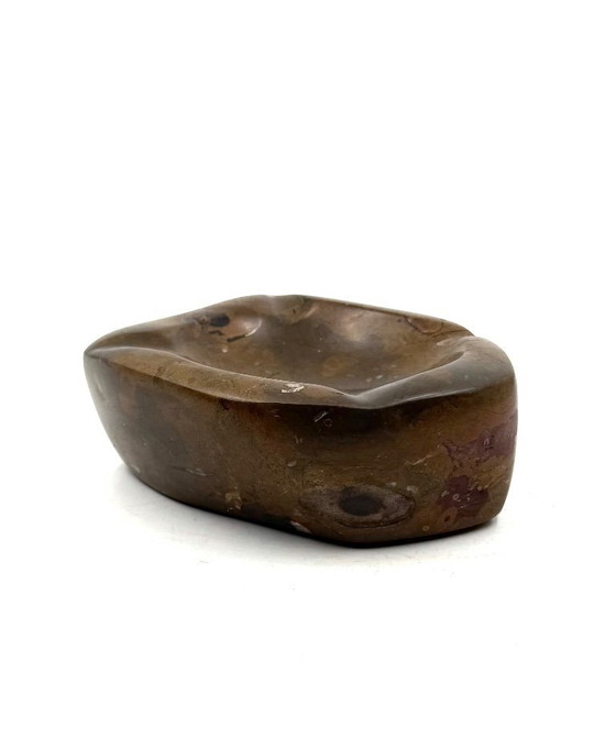 Image 1 of Luxury fossil brown marble ashtray bowl, France 1970s