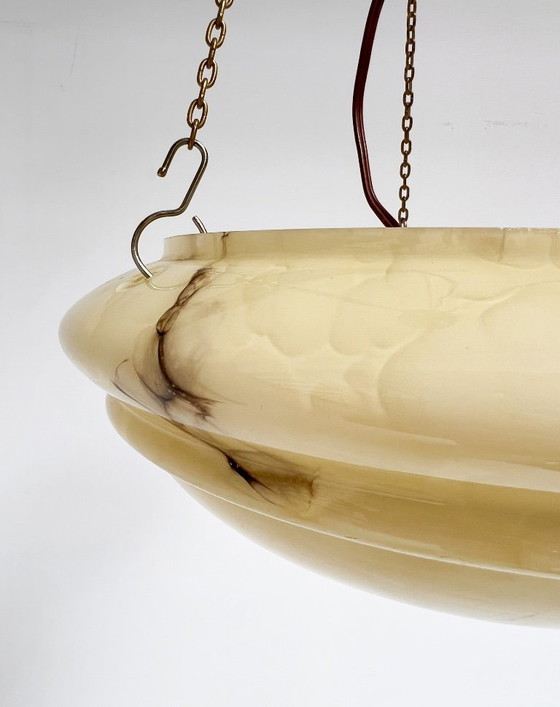 Image 1 of Lampe bol Art Déco à motif marbré des années 1930