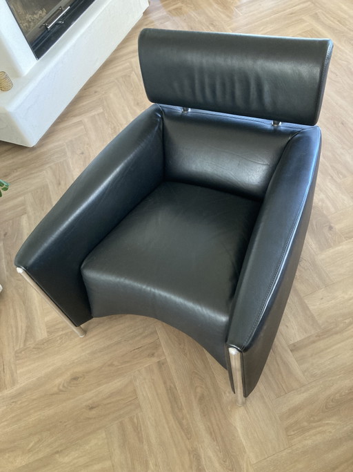 Leolux Oblomov fauteuil zwart leder