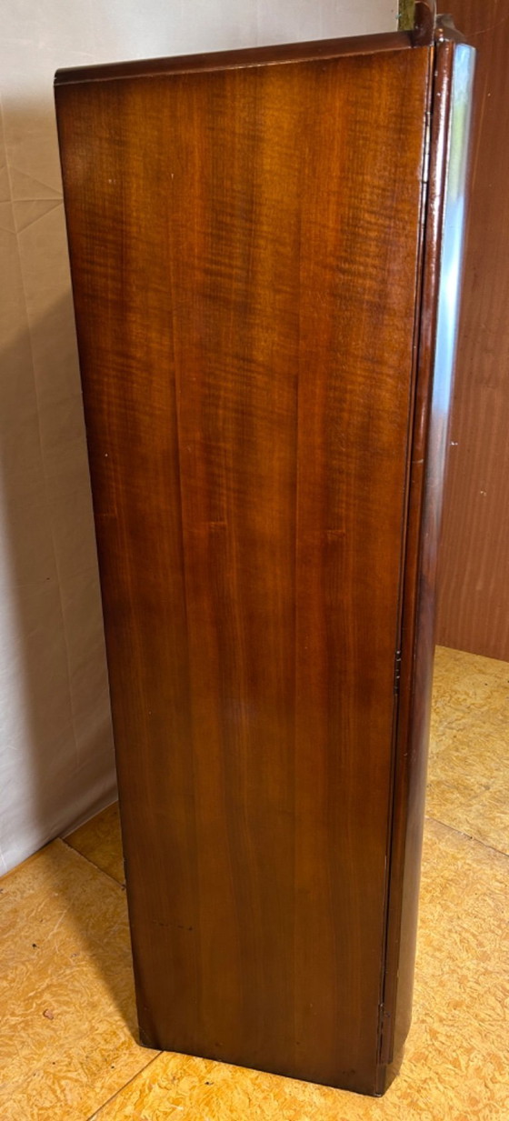 Image 1 of  Art Deco Burr Walnut Vintage Brocante Gents Wardrobe 1930–1940