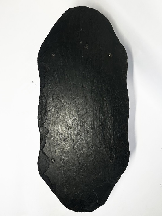 Image 1 of Mesa baja francesa en hierro forjado y pizarra, principios de la mitad del siglo XX