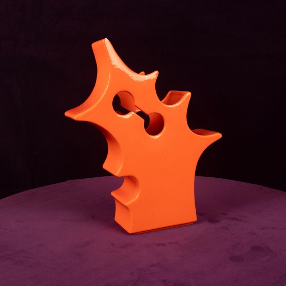 Abstract Oranje Keramische Sculpturale Vaas, Postmodern Space Age, Italië, 1980 – Vazen, Ceramic (photo 6 of 19)