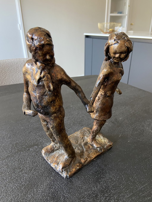 Vintage Bronze Statue Love Man Woman Bronze