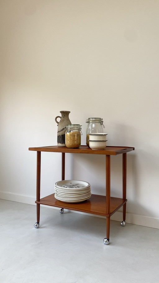 Vintage Teak Wooden Trolley From Opal Möbel