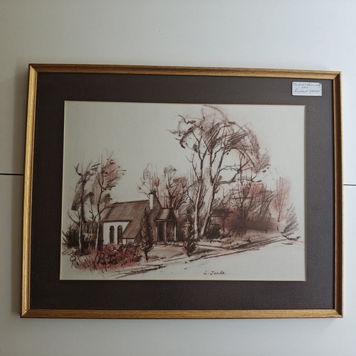 Laurens Janda pastel drawing – framed Belgian artwork