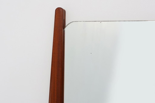 Miroir mural en teck massif scandinave organique des années 1960
