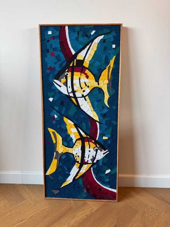 Image 1 of Vintage textile artwork with fish