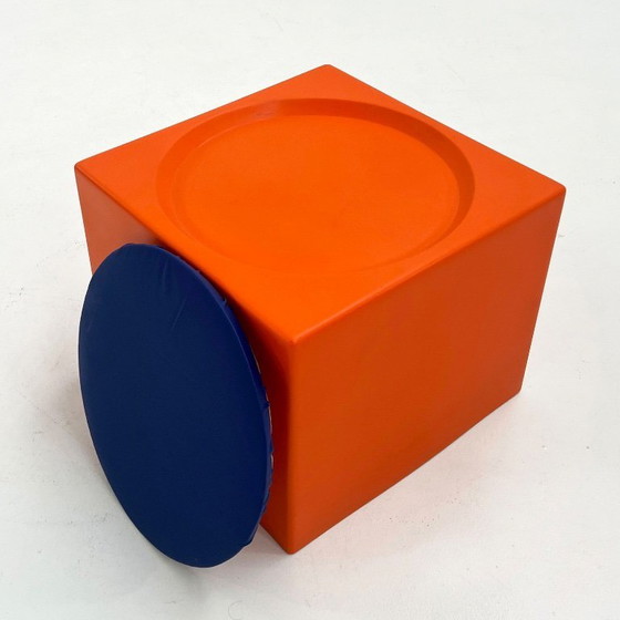 Image 1 of Orange & Blue Cube Stool Il Kubile from MIM Roma, 1970s