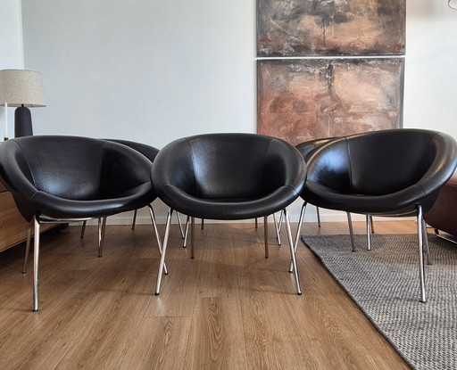 6 Walter Knoll 369 Designer Fauteuil Leer Zwart