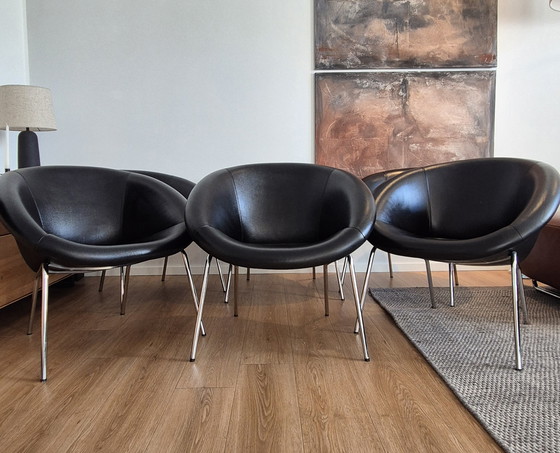Image 1 of 6 Poltrona di design Walter Knoll 369 in pelle nera