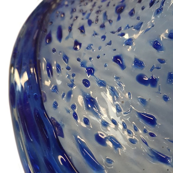 Ciotola a piedistallo in vetro artistico soffiato a mano blu cobalto con schizzi/coriandoli. – Ciotole, Glass (photo 6 of 8)
