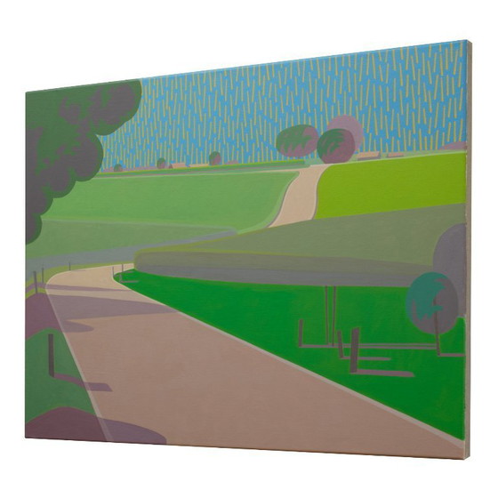 Image 1 of Landscape painting, figure eight, unique, hand-painted piece, approx. 91 x 70 cm