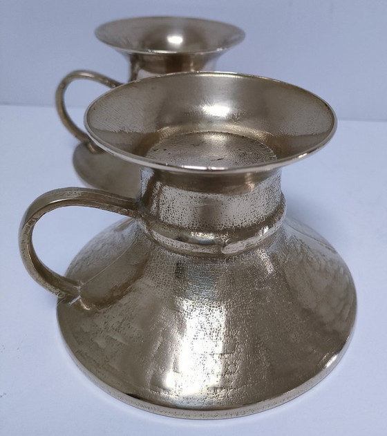 Image 1 of coppia di candelabri vintage in ottone massiccio