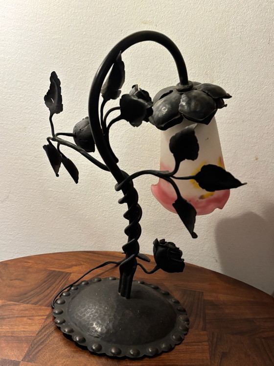 LAMPADA DA TAVOLO ART NOUVEAU MULLER FRÈRES PASTA DI VETRO CIRCA 1920 – Lampade da tavolo, Ferro (photo 13 of 15)