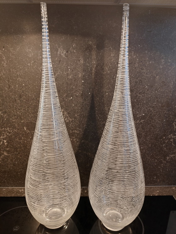 Image 1 of Ribbed glass art design vases, 1970s