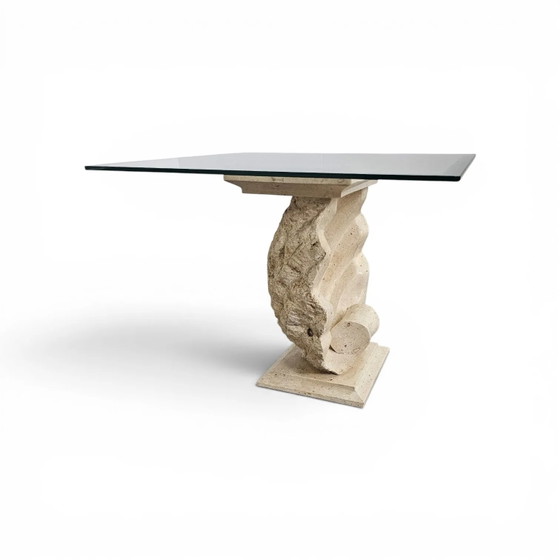 Magnussen Ponte consola o base de mesa en forma de concha con tapa de cristal original – Glass, Postmodern (photo 8 of 15)