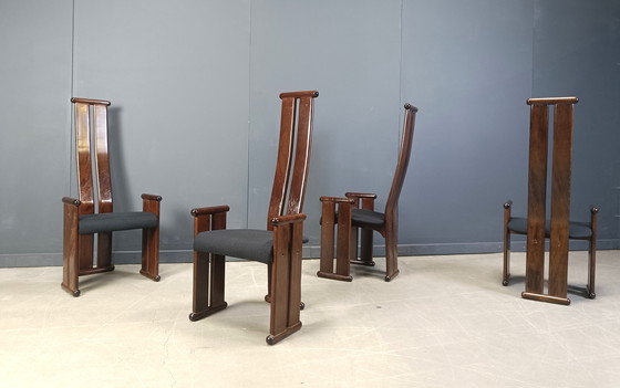 Image 1 of Post modern high back dining chairs, set of 4, 1970s 