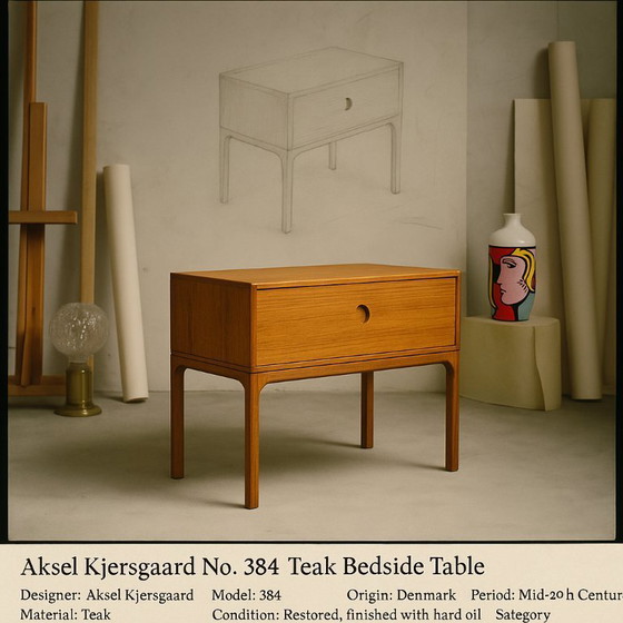 Image 1 of Modern nachtkastje nr. 384 uit het midden van de eeuw in teakhout van Aksel Kjersgaard, Denemarken, jaren 60