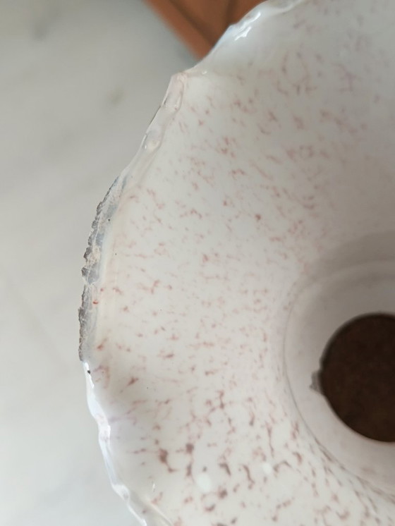 Image 1 of Lampadario in ferro battuto con tulipano in vetro di granito rosa