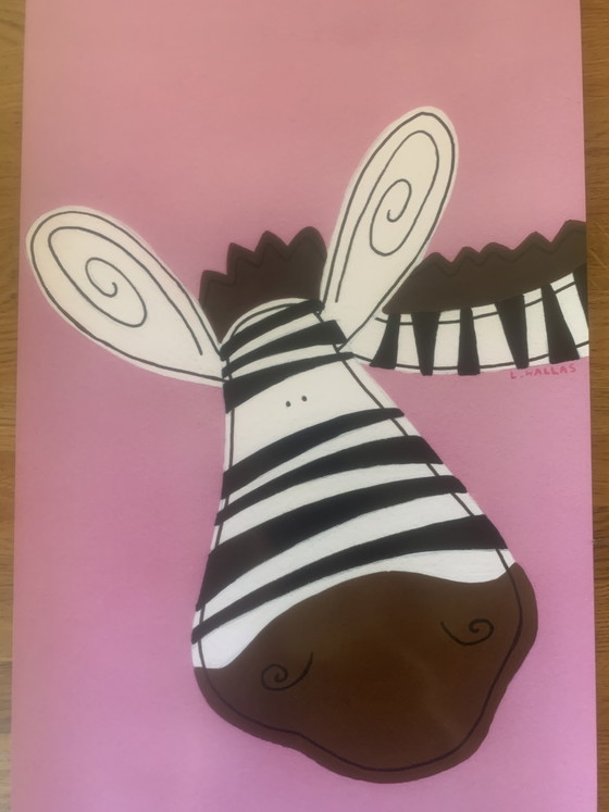 Image 1 of Par de carteles litográficos de Lesley Hallas (2010) - Cebra y Tigre

