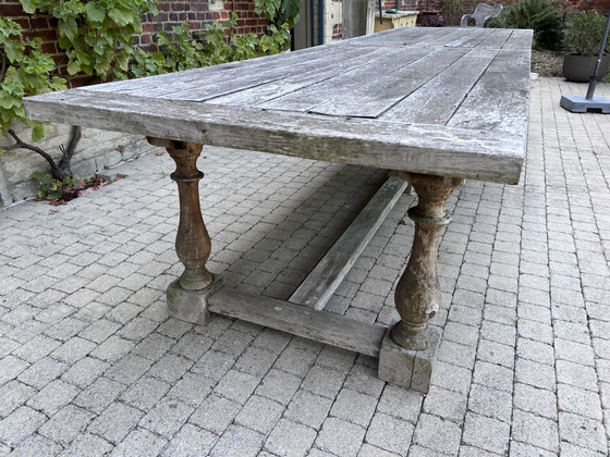 Grote Rustieke Tafel In Massief Hout – Overstock, Eettafels, Wood (photo 5 of 15)