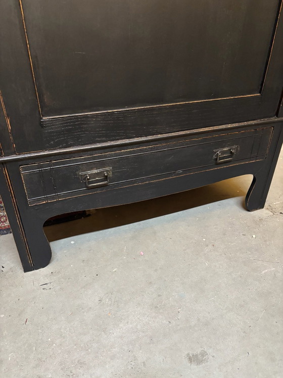 Armadio Brocante a un'anta / Credenza con vetrina / Armadio, Credenze con vetrina, Legno, Nero (foto 5 di 9)