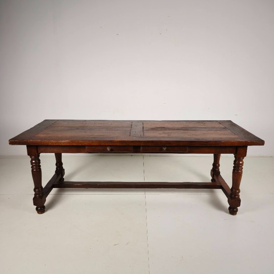 Image 1 of Large French oak monastery table 320/220 cm, early 20th century