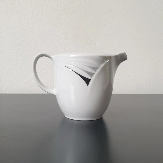 Image 1 of Winterling Rösslau Sugar & Cream Set | Unique Retro Shape | Graphic Gray/Black Decor