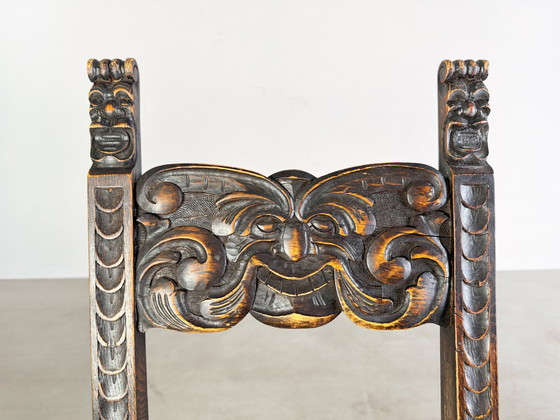 Image 1 of Set di 4 sedie neobarocche storicismo sedia antica in pelle epoca guglielmina