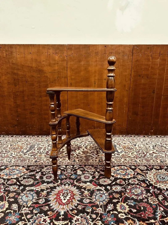 Klassieke Engelse bibliotheektrap, Krukjes, Hout, Bruin (foto 3 van 7)