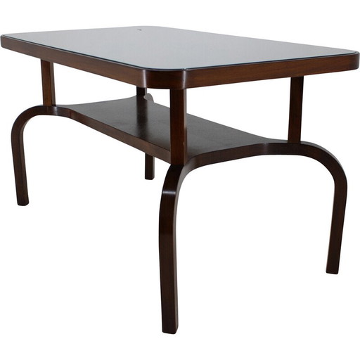 Mesa de centro vintage de nogal, Checoslovaquia, 1930