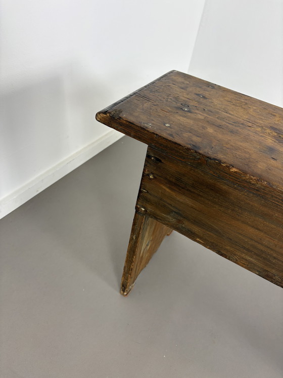 Image 1 of 19e Eeuws Antiek Bestee- en Beddenbankje –  Eiken Gedecoreerd met Motief 