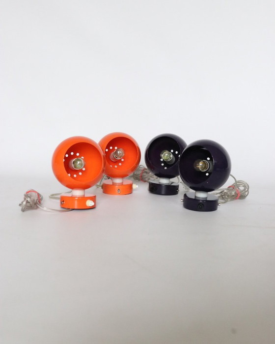 Image 1 of Vintage Frandsen Ball wandlampjes paars Deens design retro