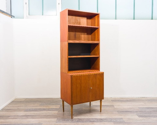 Cassettiera in teak anni '60 con ripiano a 2 parti