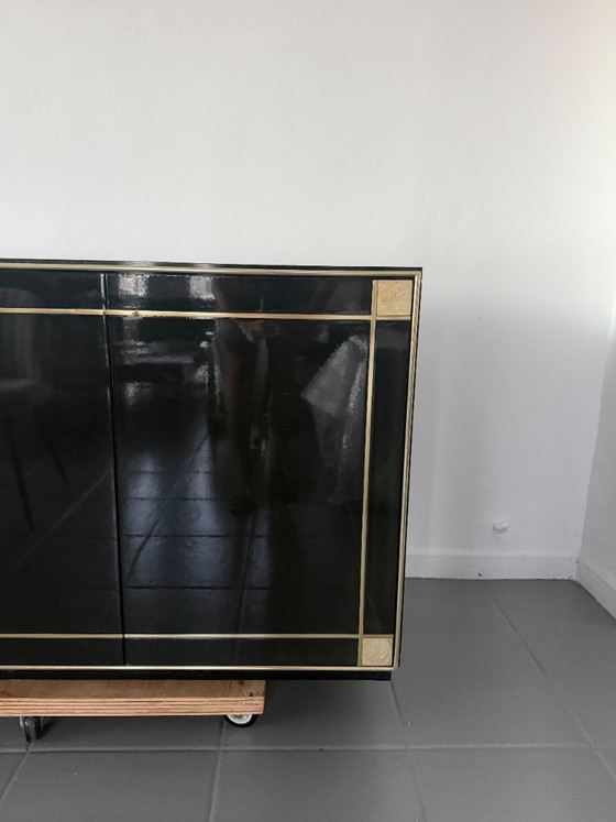 Pierre Cardin Sideboard With Brass Black Lacquered Shell Inlays, 1980 – Wood (photo 46 of 64)
