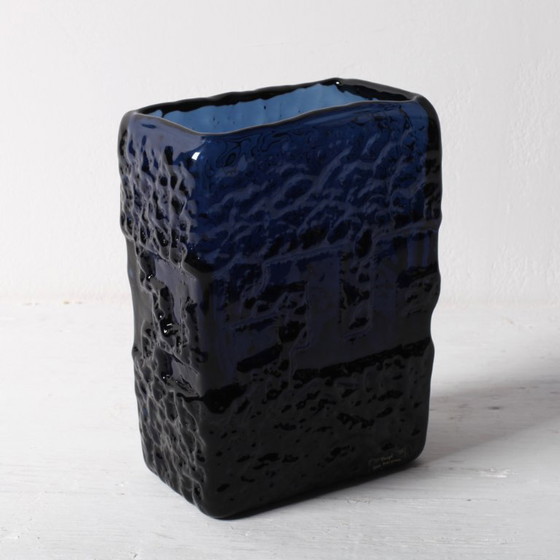 Image 1 of Vase Mid-Century en Verre Bleu Cobalt par Göte Augustsson, Ruda Glasbruk, 1970s