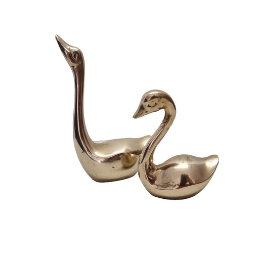 Hollywood Regency Brass Swans
